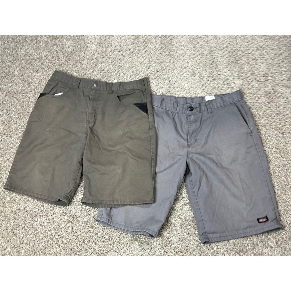 Genuine Dickies Mens Work Shorts Lot of 2 Olive Gray Utility Cargo Size 34